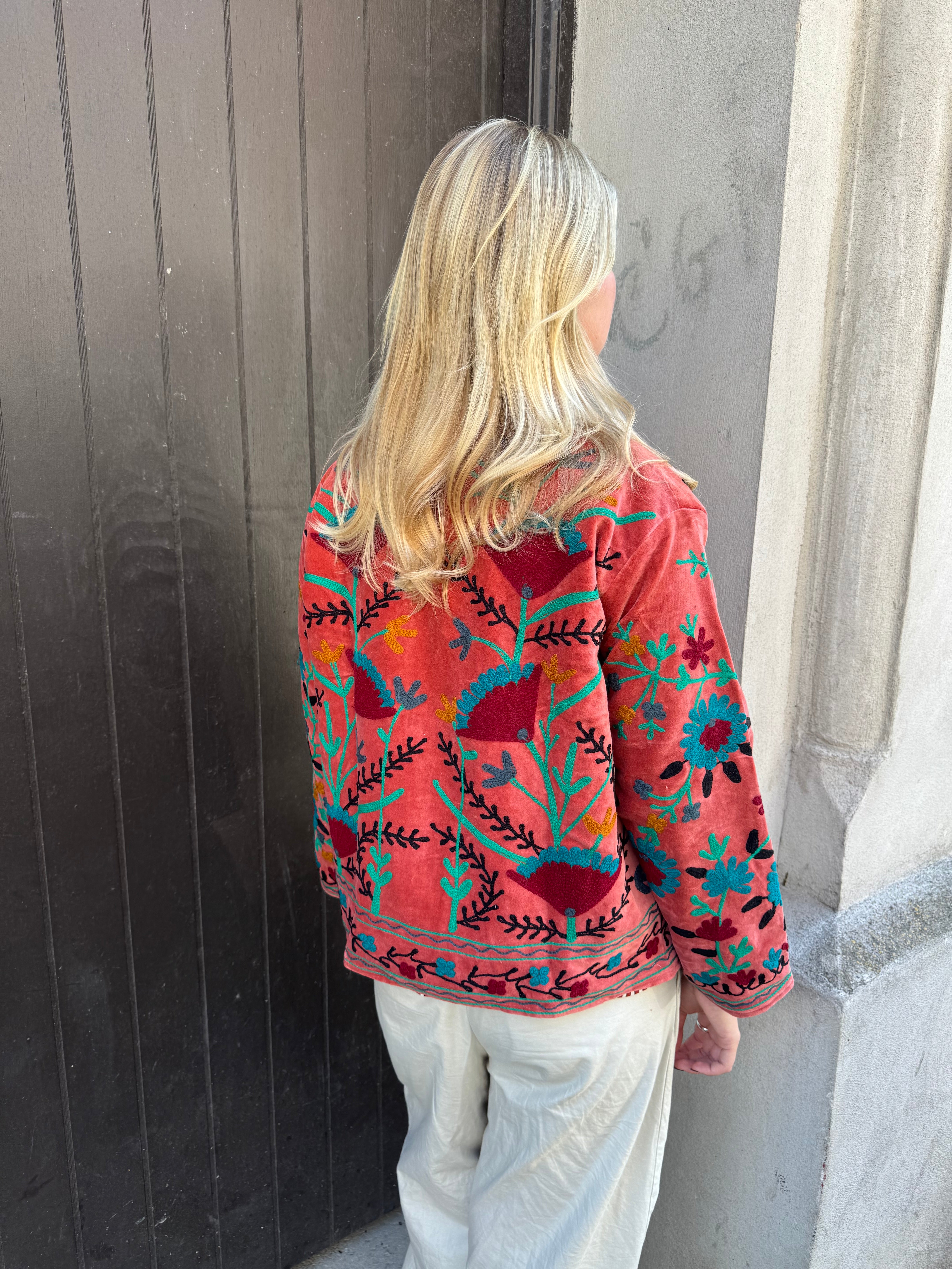 AGATE - VELOUR JAKKE - ORANGERØD