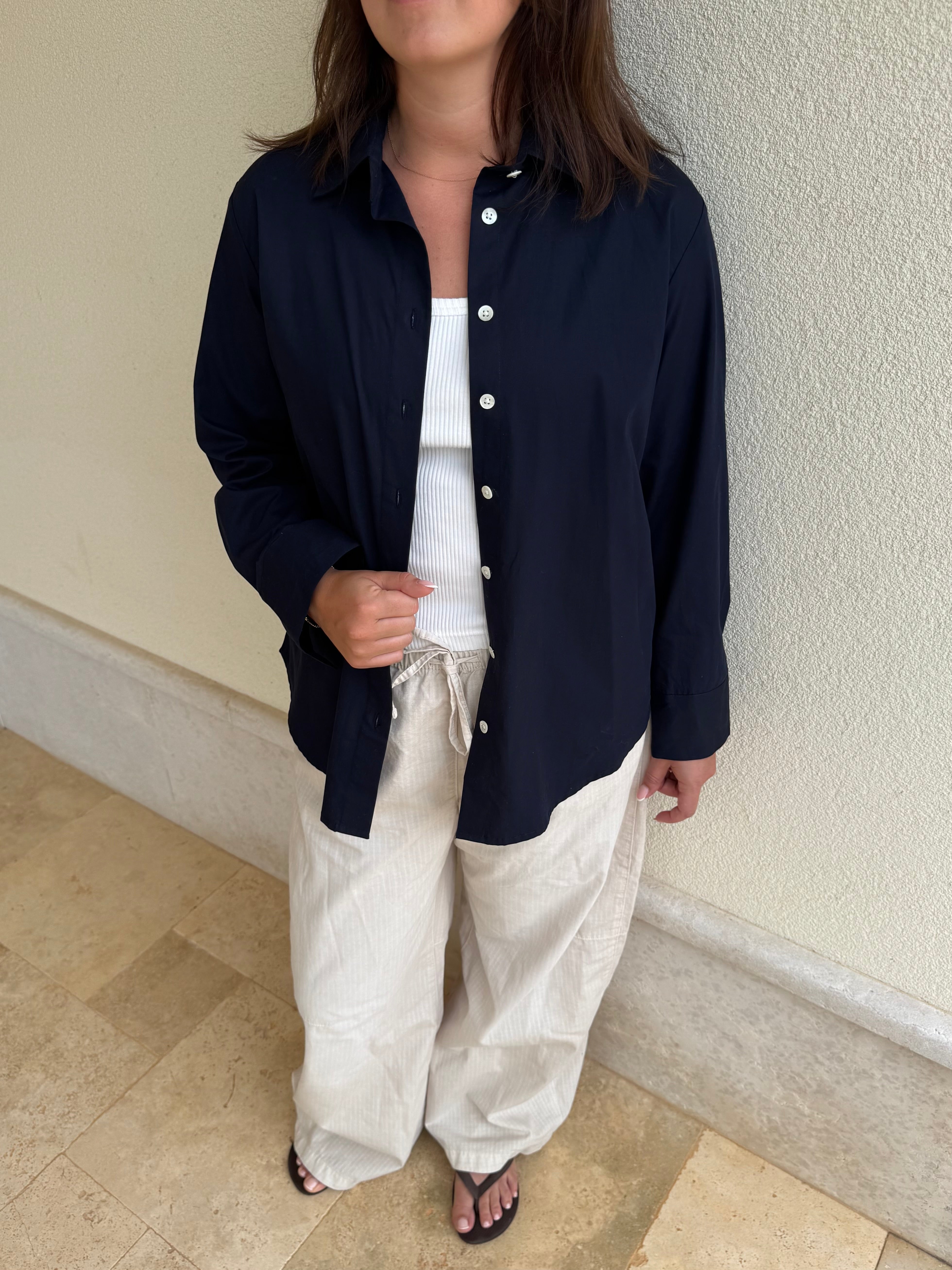 ALVA LONG SLEEVE SHIRT - NAVY
