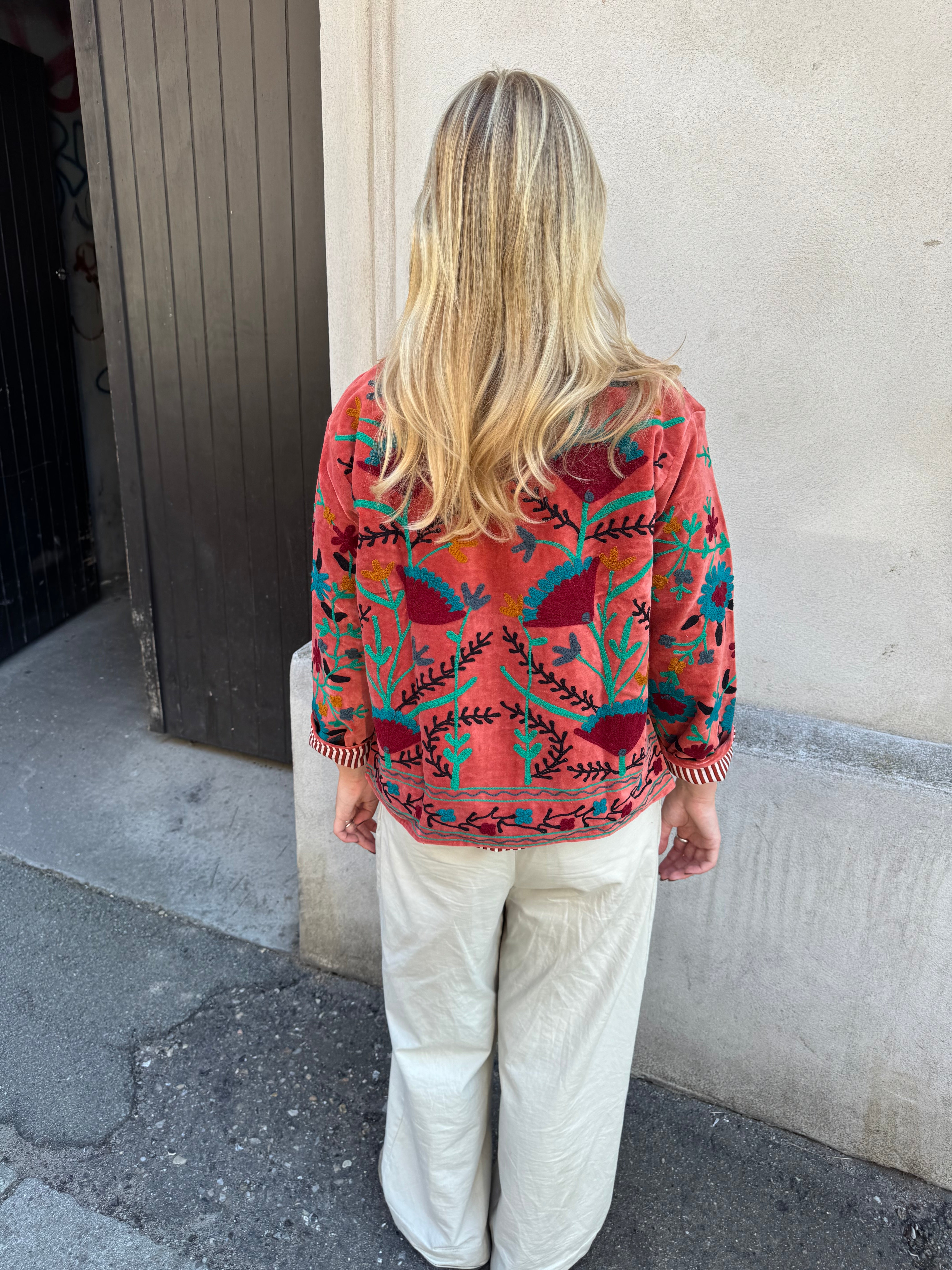 AGATE - VELOUR JAKKE - ORANGERØD