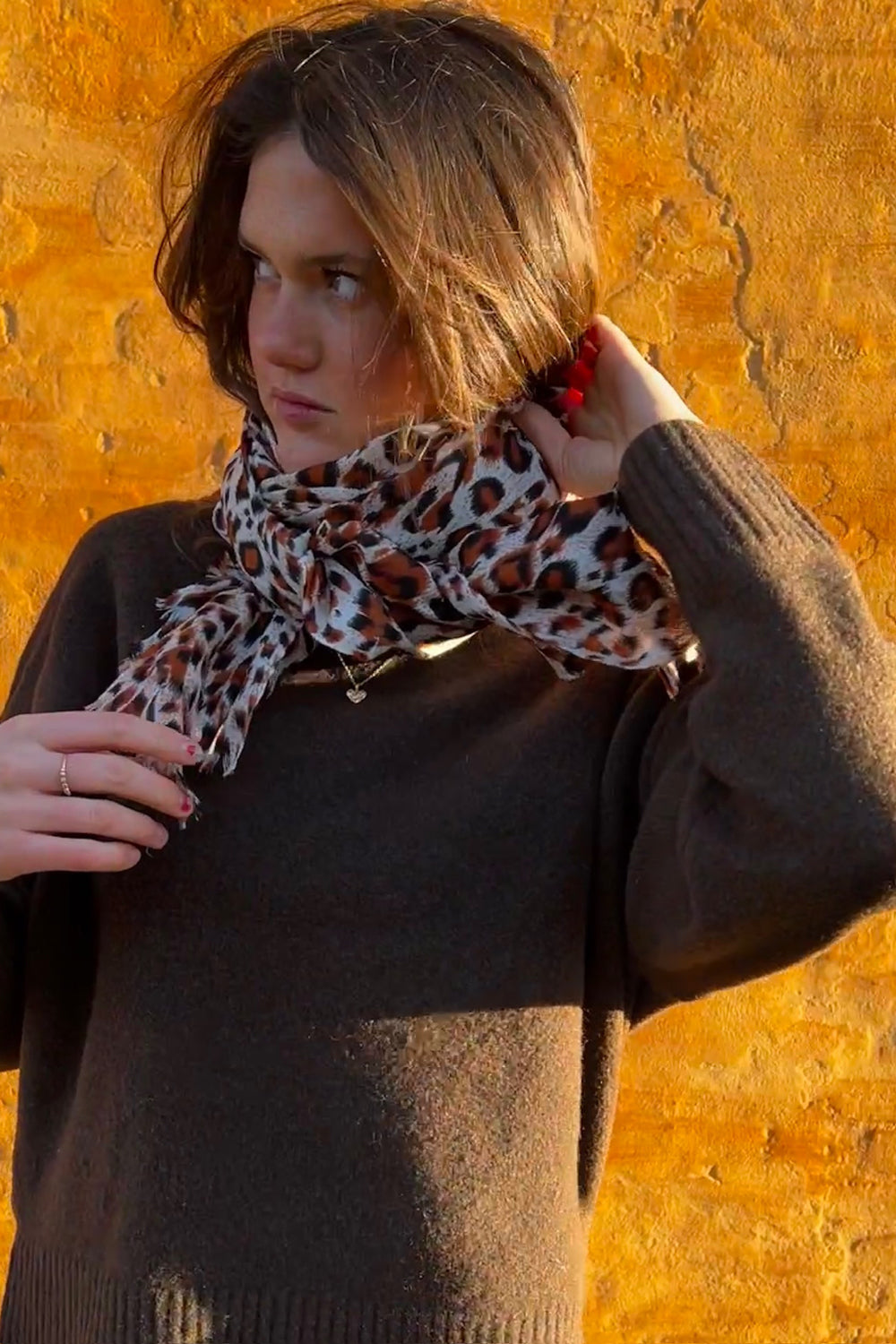 LEOPARD - CASHMERE - TØRKLÆDE - BRUN