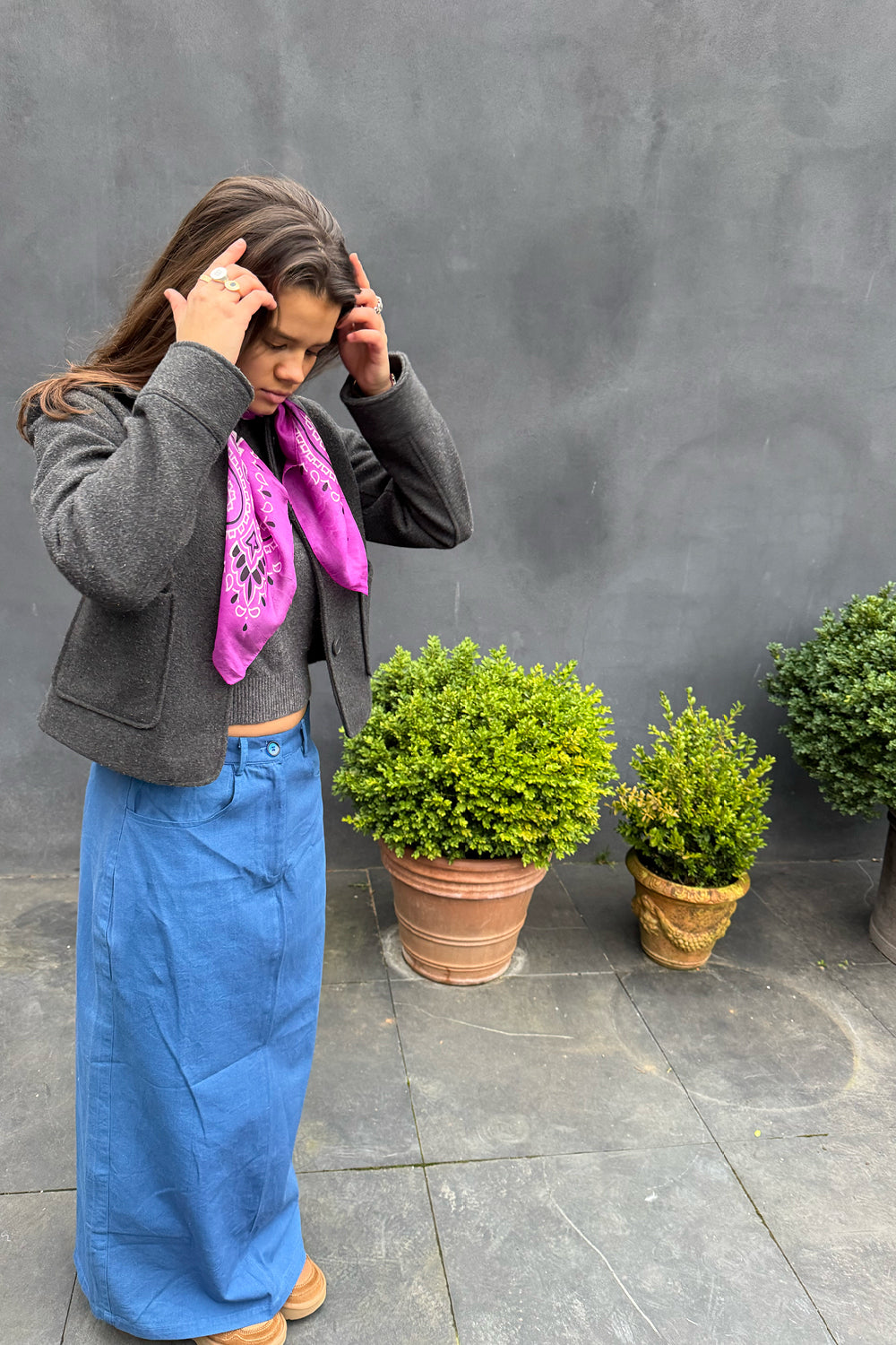 Sally - Silk - Scarf - Strong Pink