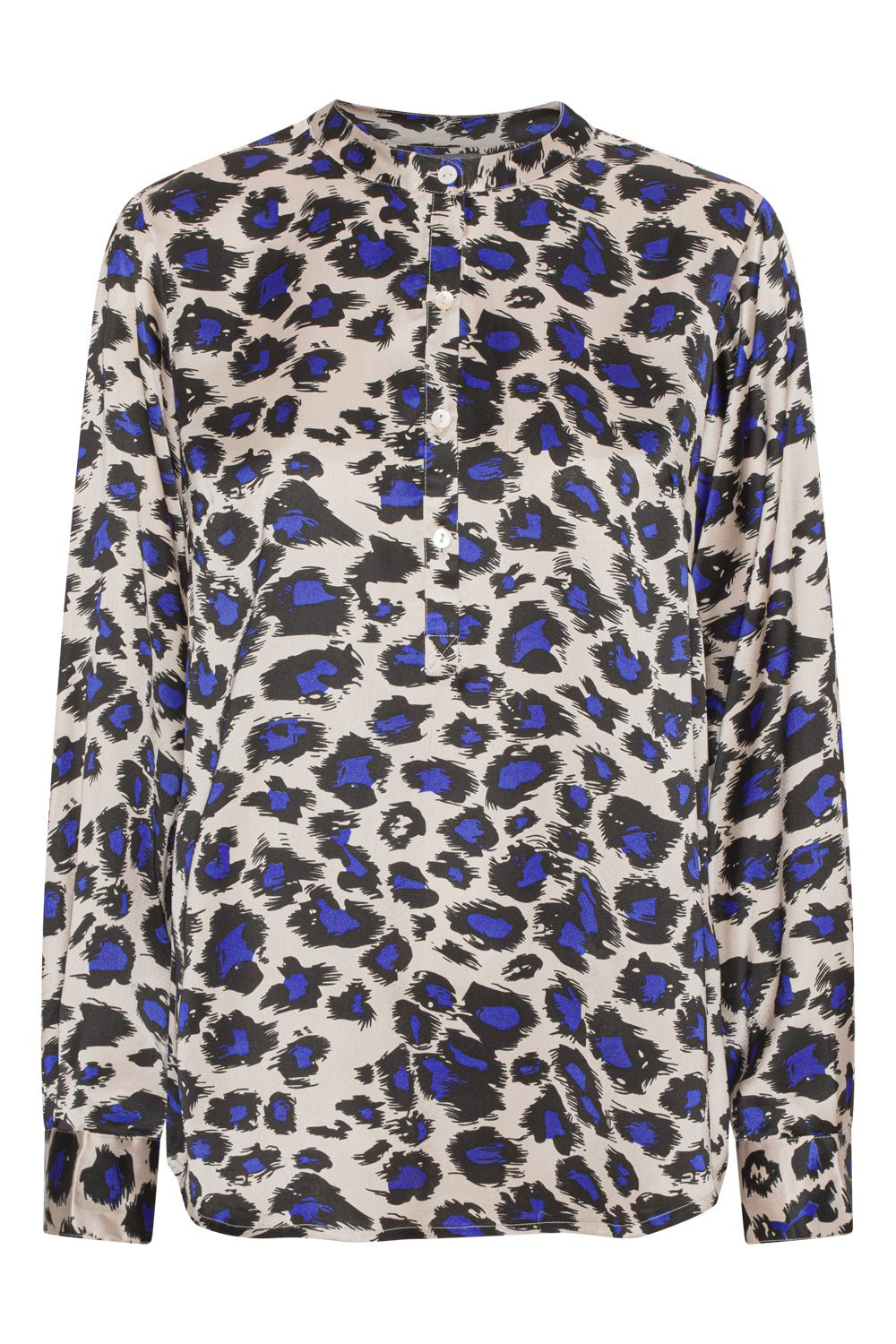 Bella Leopard - Kasturi Silk - Skjorte - Hvid/Blå - MALENE HOCKE